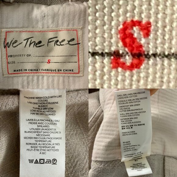 Free People We The Free Beckett Boyfriend Blazer S Cream Linen Blend Relaxed Fit - Picture 6 of 12